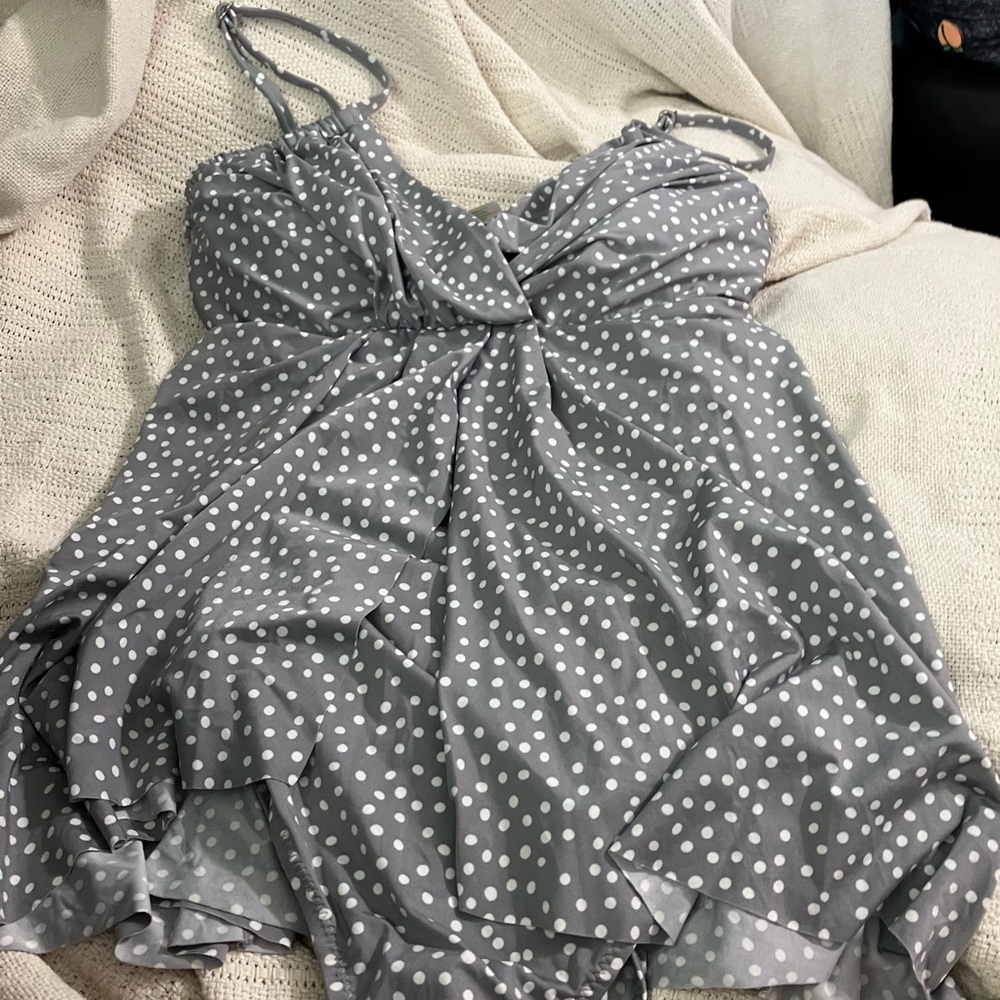 Garnet Hill Polka Dot Skirted Swimdress Modest